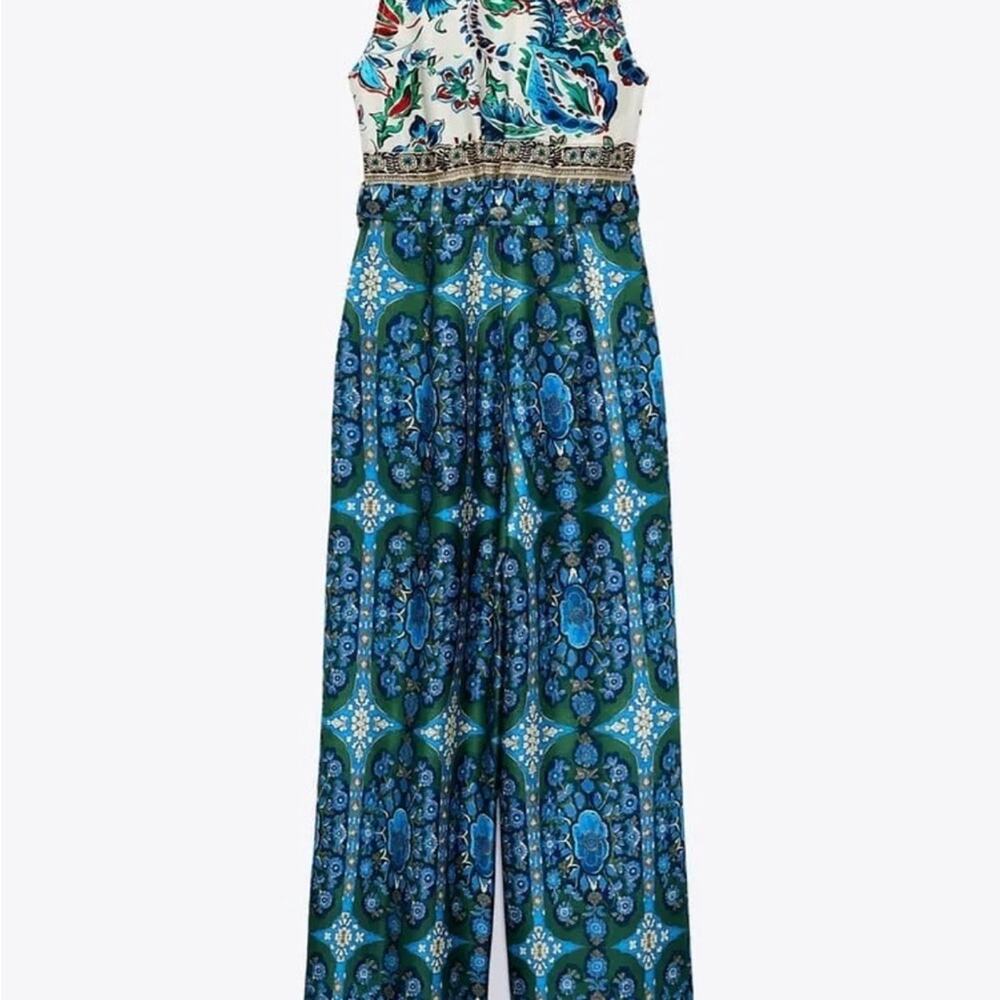 ZARA Floral Print belted jumpsuit - Picture 10 of 10